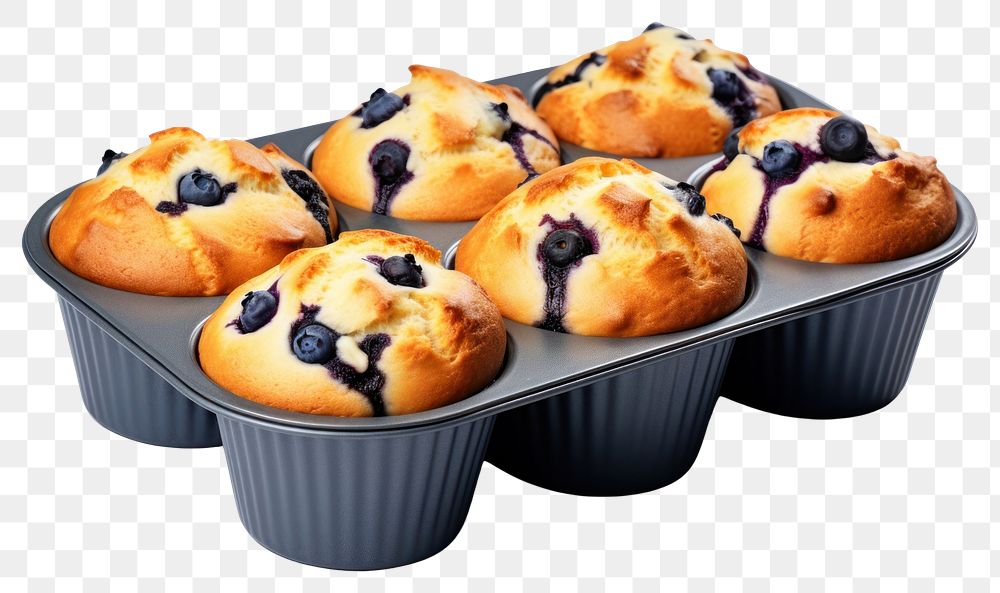 PNG Blueberry muffins blueberry dessert baked. AI generated Image by rawpixel.
