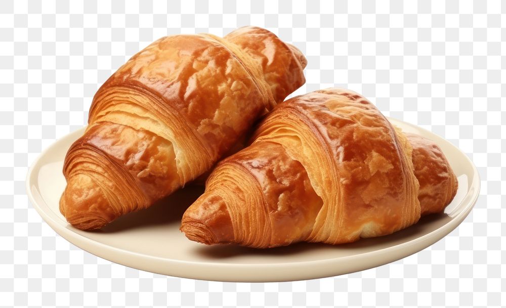PNG Freshly baked croissant dessert bread plate. AI generated Image by rawpixel.