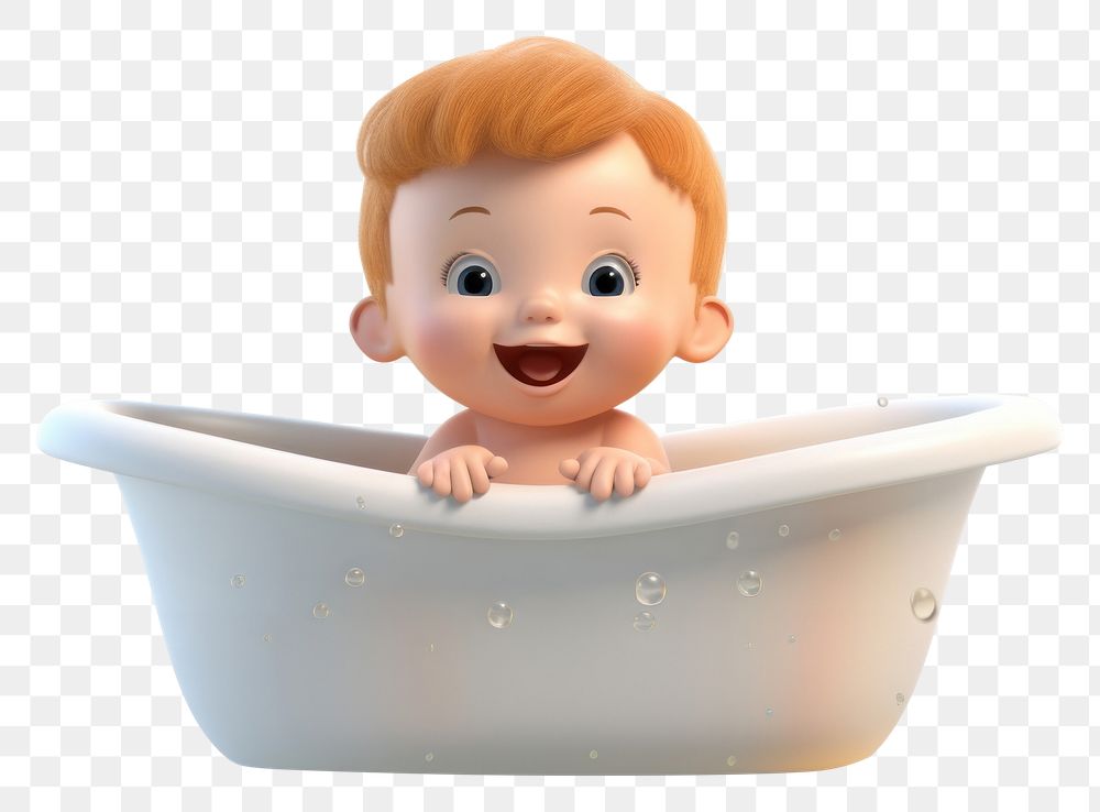 PNG Baby bathing bathtub cartoon. AI generated Image by rawpixel.