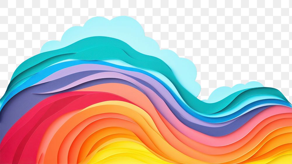 PNG Rainbow wave painting backgrounds paper. 