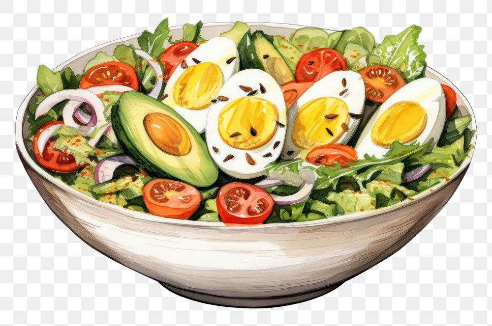 PNG Bowl salad plate food. AI generated Image by rawpixel.