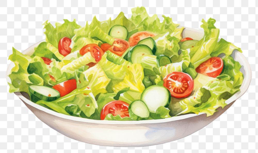 PNG Vegetable lettuce salad plate. 