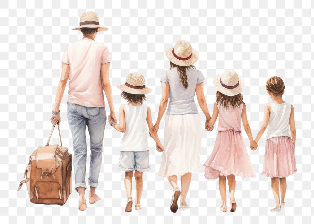 PNG Family travel vacation drawing female. AI generated Image by rawpixel.