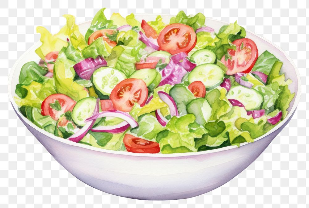 PNG Salad vegetable lettuce plate. 