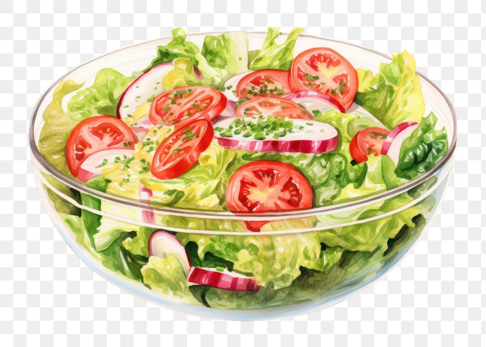 PNG Salad vegetable lettuce plate. 