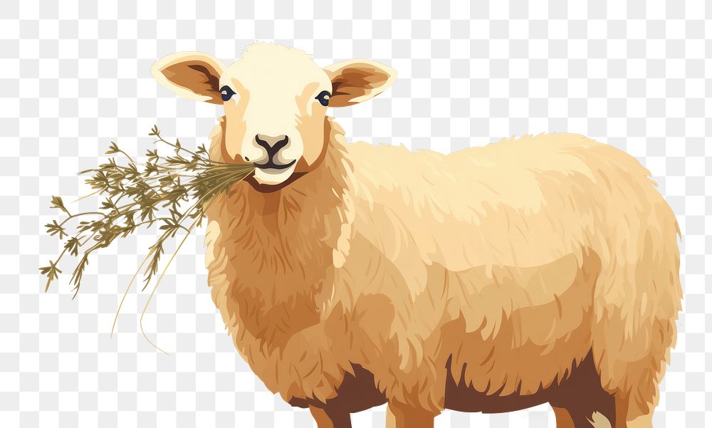 PNG Sheep eating grass livestock animal mammal. AI generated Image by rawpixel.