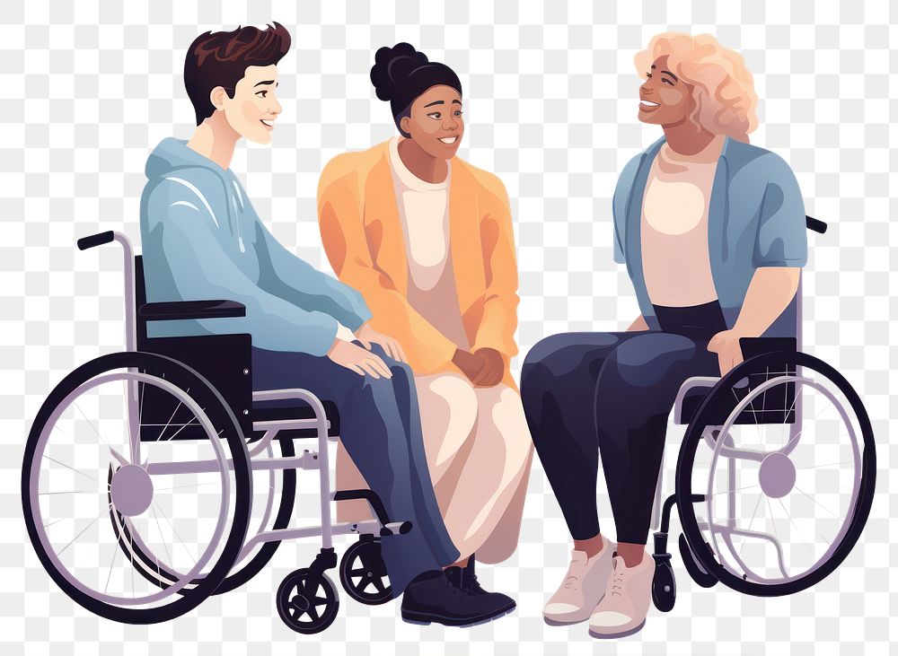 PNG Wheelchair adult togetherness retirement. AI generated Image by rawpixel.