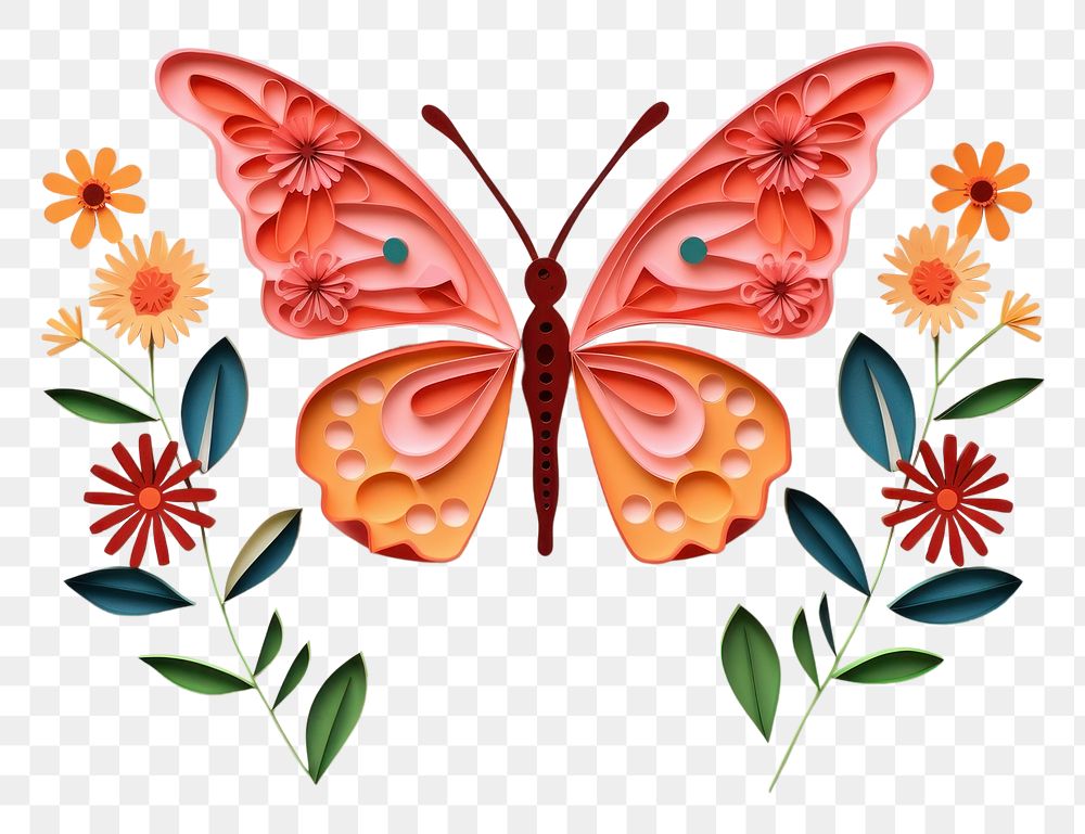 PNG Flower butterfly pattern plant. AI generated Image by rawpixel.