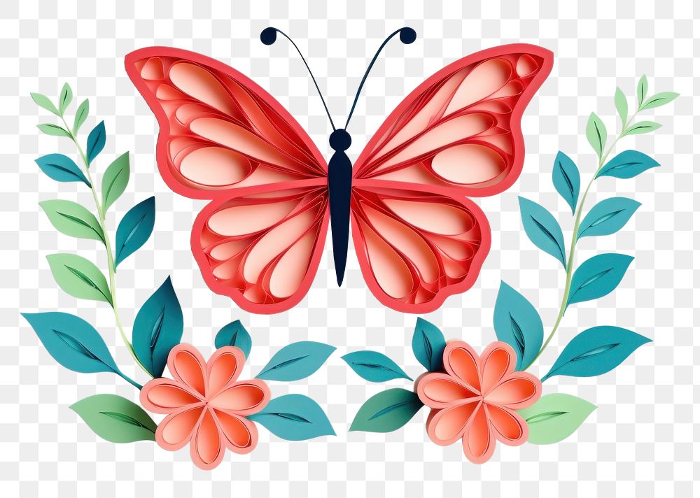 PNG Butterfly pattern flower craft. AI generated Image by rawpixel.