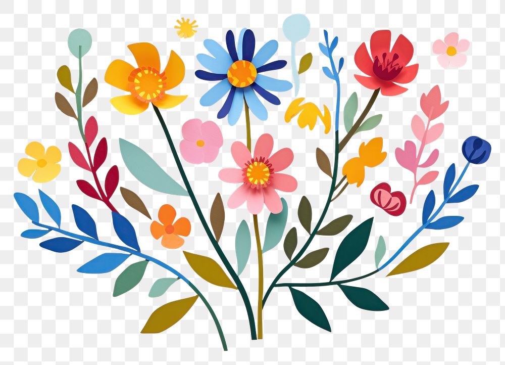 PNG Flowers pattern craft plant. 