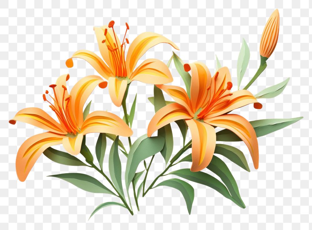 PNG Orange lillys flower plant lily. AI generated Image by rawpixel.
