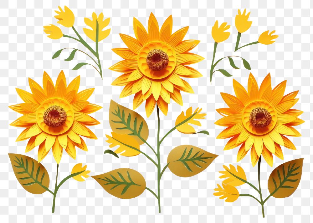 PNG Sunflowers plant petal art. 