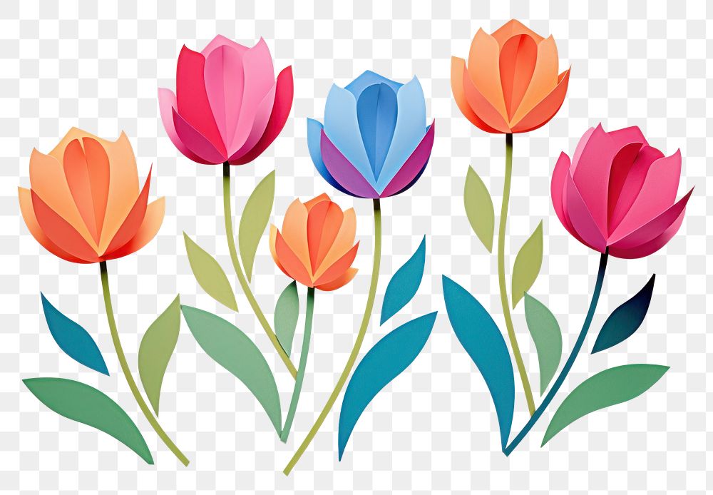 PNG Tulips flower plant paper. AI generated Image by rawpixel.