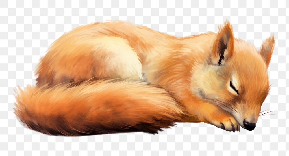 PNG Squirrel wildlife sleeping drawing. AI generated Image by rawpixel.