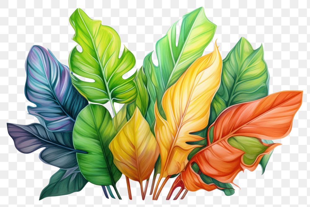 PNG Tropical leaves drawing plant leaf. 