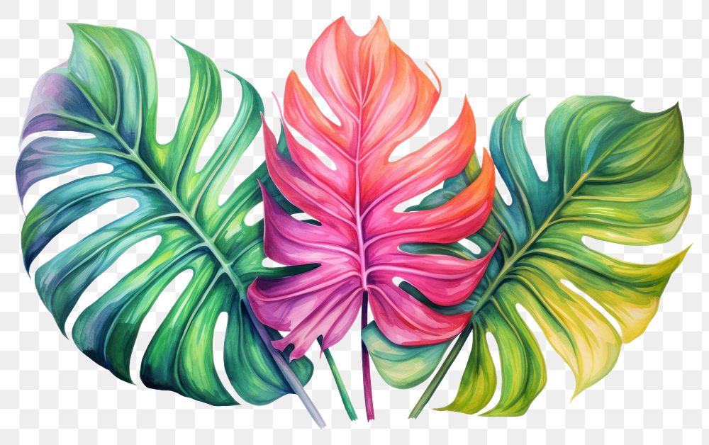 PNG Tropical leaves drawing plant leaf. AI generated Image by rawpixel.