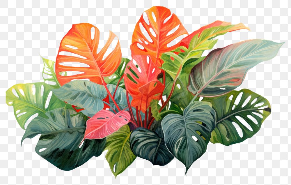 PNG Tropical leaves plant leaf creativity. AI generated Image by rawpixel.