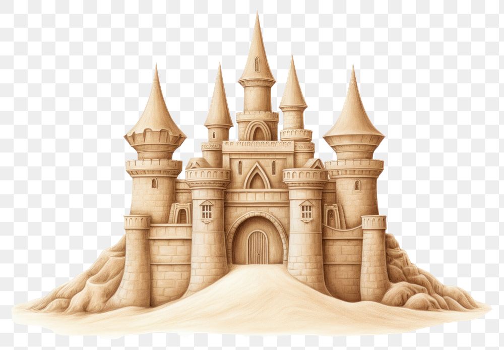 PNG Sand castle drawing architecture building. AI generated Image by rawpixel.
