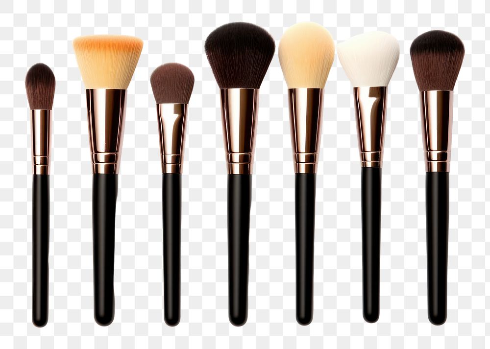 PNG Makeup brushes set product cosmetics tool white background. AI generated Image by rawpixel.