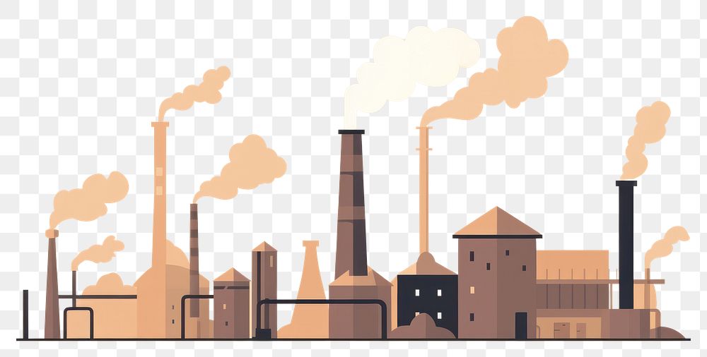 PNG Factory smoke chimney pollution architecture technology. AI generated Image by rawpixel.