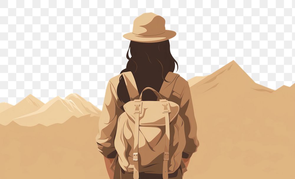 PNG Female adventurer backpack outdoors nature. AI generated Image by rawpixel.