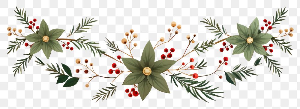 PNG Christmas garland pattern plant celebration.