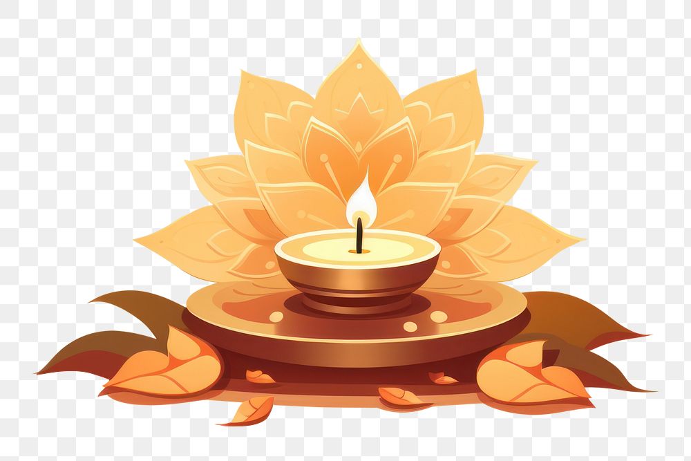 PNG Diwali candle cross-legged illuminated. 