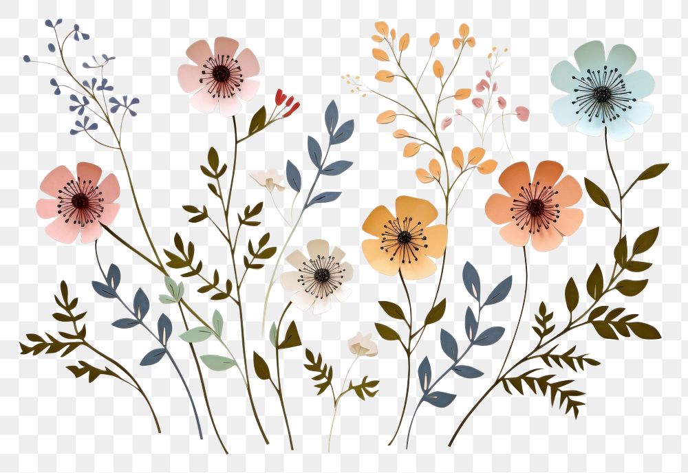 PNG Flowers pattern plant art. 