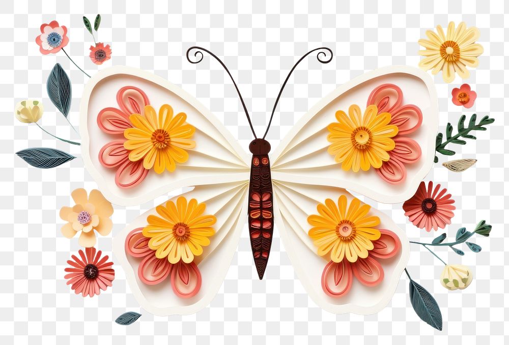 PNG Butterfly pattern flower art. 