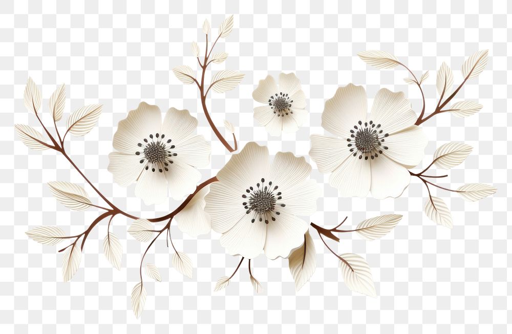 PNG Flowers pattern white art. AI generated Image by rawpixel.