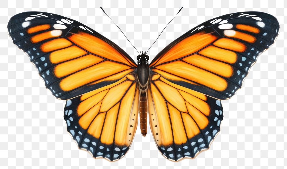 PNG Monarch butterfly animal insect white background. AI generated Image by rawpixel.