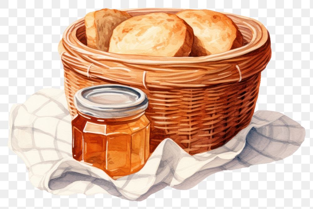 PNG Brown basket bread food jar. AI generated Image by rawpixel.