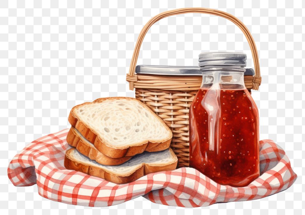 PNG Brown basket bread ketchup picnic. AI generated Image by rawpixel.