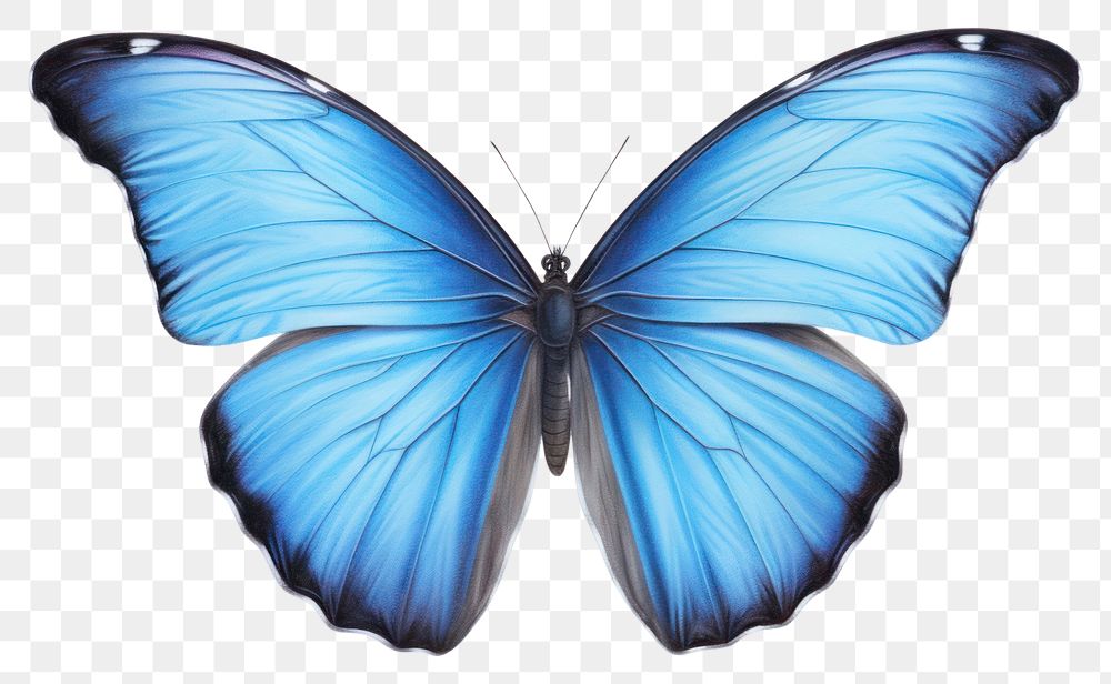 PNG Blue morpho butterfly animal insect white background. AI generated Image by rawpixel.