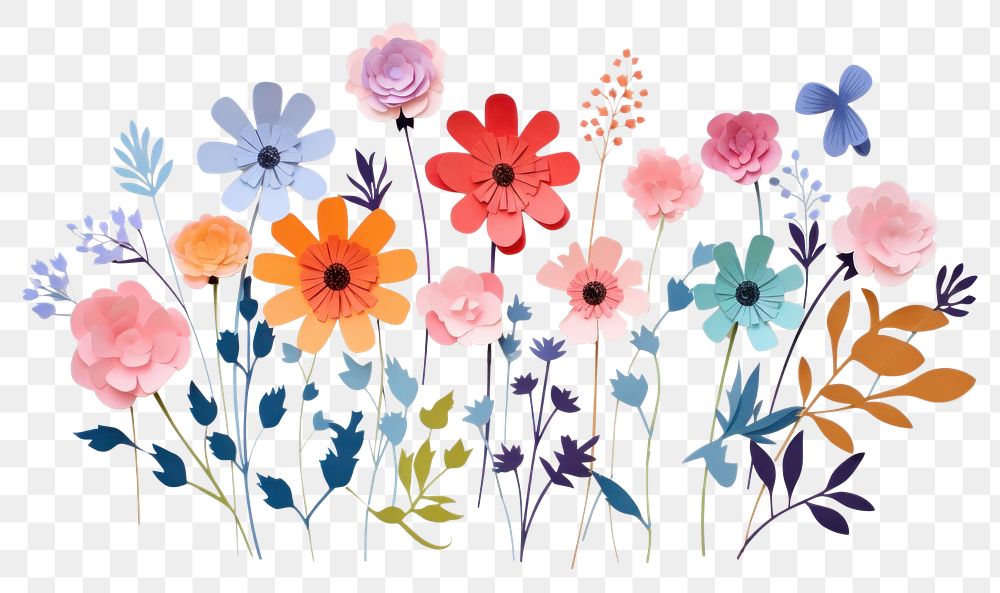 PNG Flower painting pattern plant. AI generated Image by rawpixel.