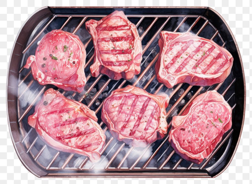 PNG BBQ grilling cooking meat. 