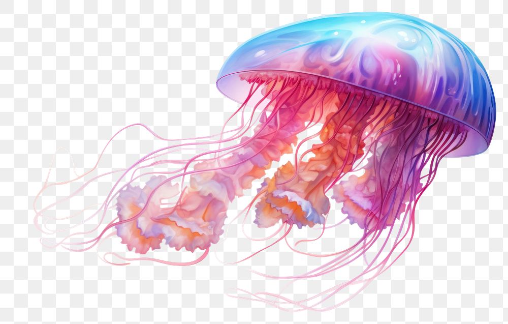 PNG Jellyfish animal white background invertebrate. AI generated Image by rawpixel.