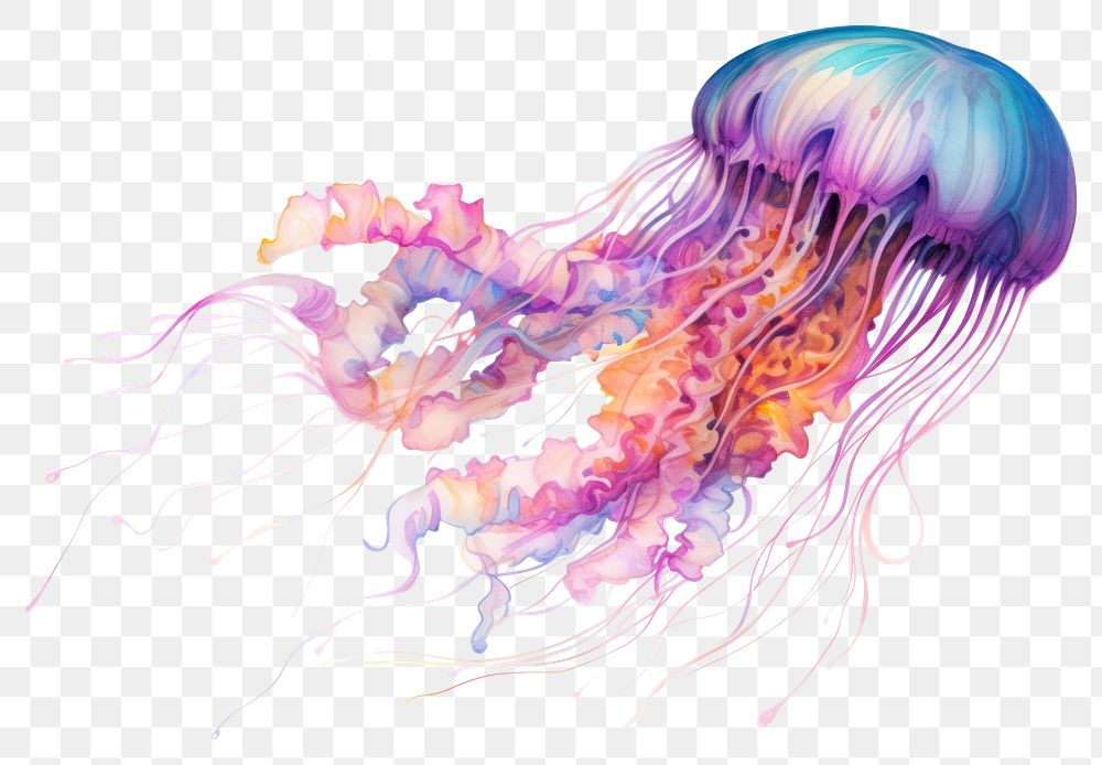 PNG Jellyfish drawing animal invertebrate. AI generated Image by rawpixel.
