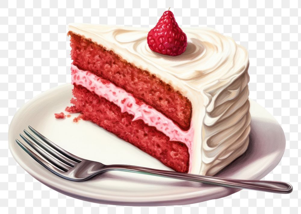 PNG Red velvet cake strawberry raspberry dessert. AI generated Image by rawpixel.