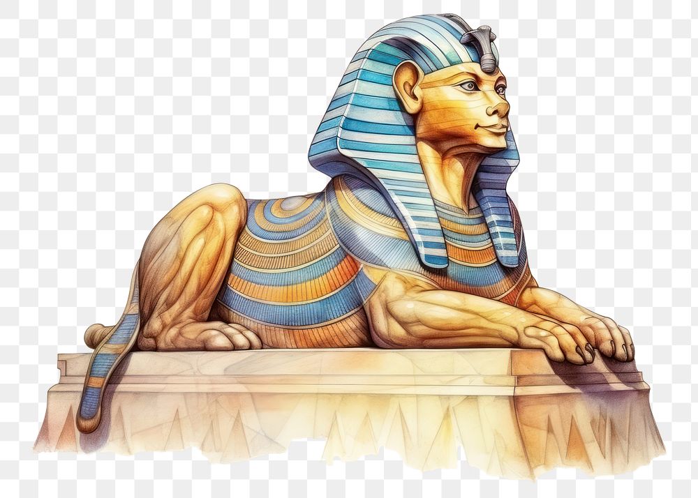 PNG Ancient egypt sphinx sculpture drawing statue. AI generated Image by rawpixel.