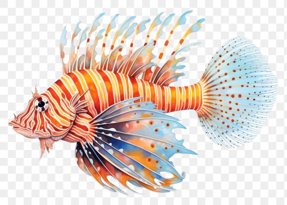 PNG Lion fish drawing cartoon animal. 