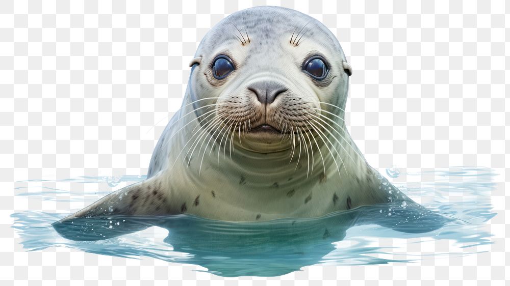 PNG Swimming seal animal mammal cute. 