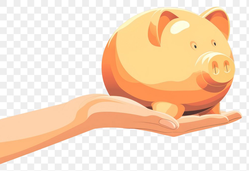 PNG Piggy bank holding hand pig. AI generated Image by rawpixel.