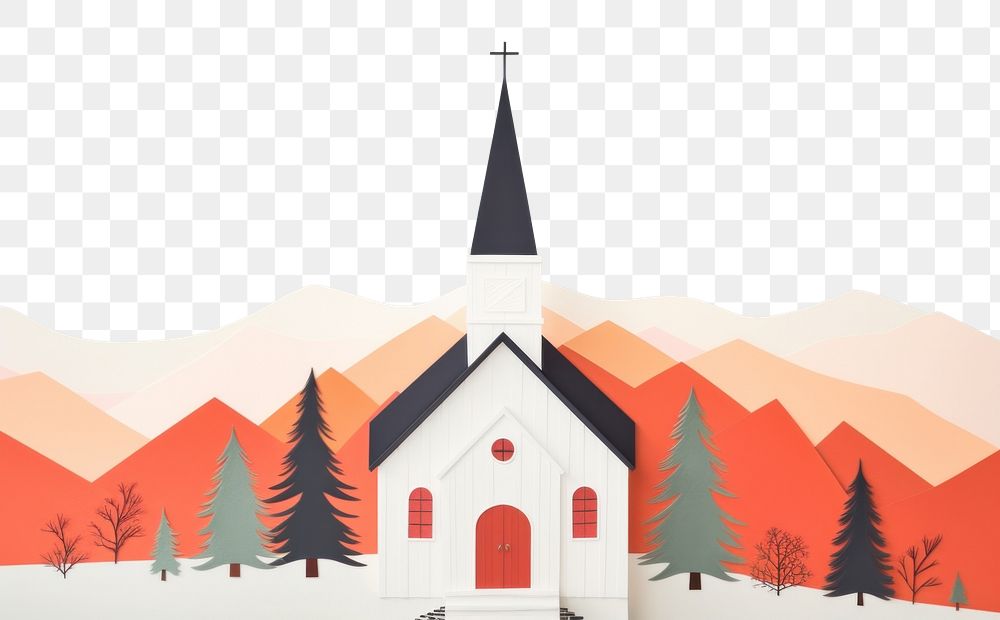 PNG Church architecture building painting. AI generated Image by rawpixel.