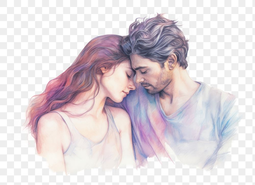 PNG Couple drawing portrait sketch. AI generated Image by rawpixel.