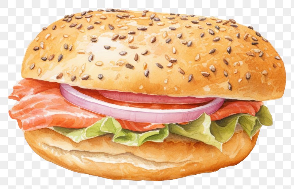 PNG Bagel bread food hamburger. AI generated Image by rawpixel.