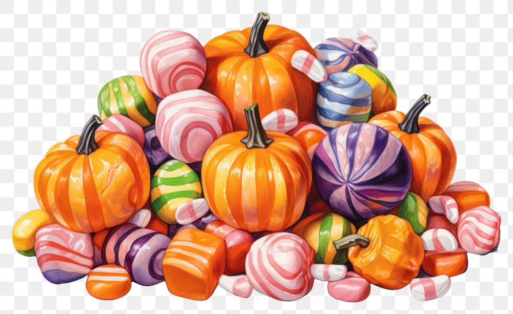 PNG Halloween vegetable pumpkin candy. AI generated Image by rawpixel.