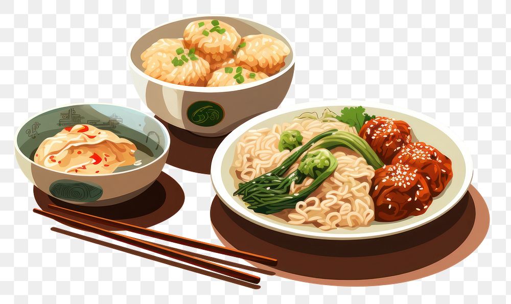 PNG Chinese food chopsticks lunch plate. AI generated Image by rawpixel.