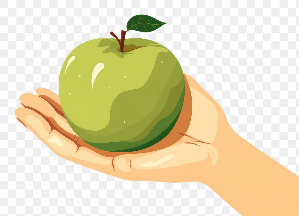 PNG Hand holding green apple fruit food plant. 