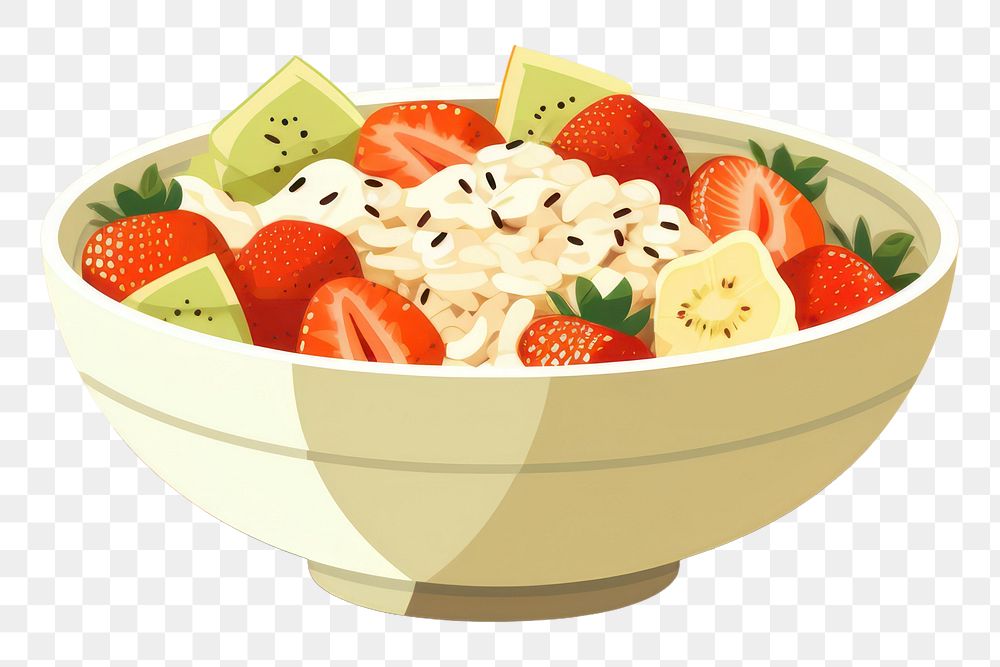 PNG Healthy bowl food spoon strawberry. 